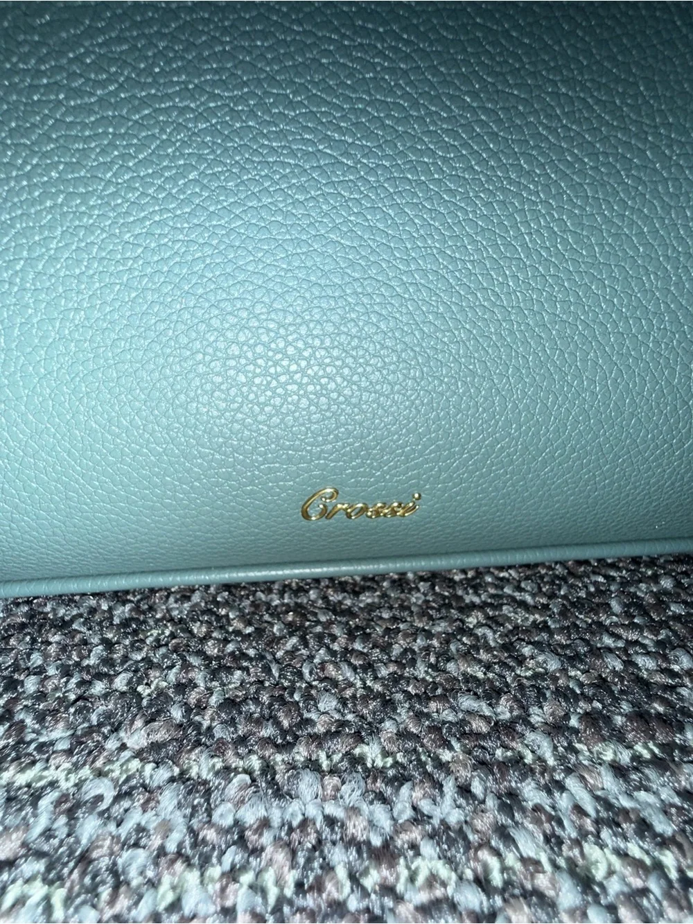 Crossi Quilted Top-Handle Satchel in Light Blue